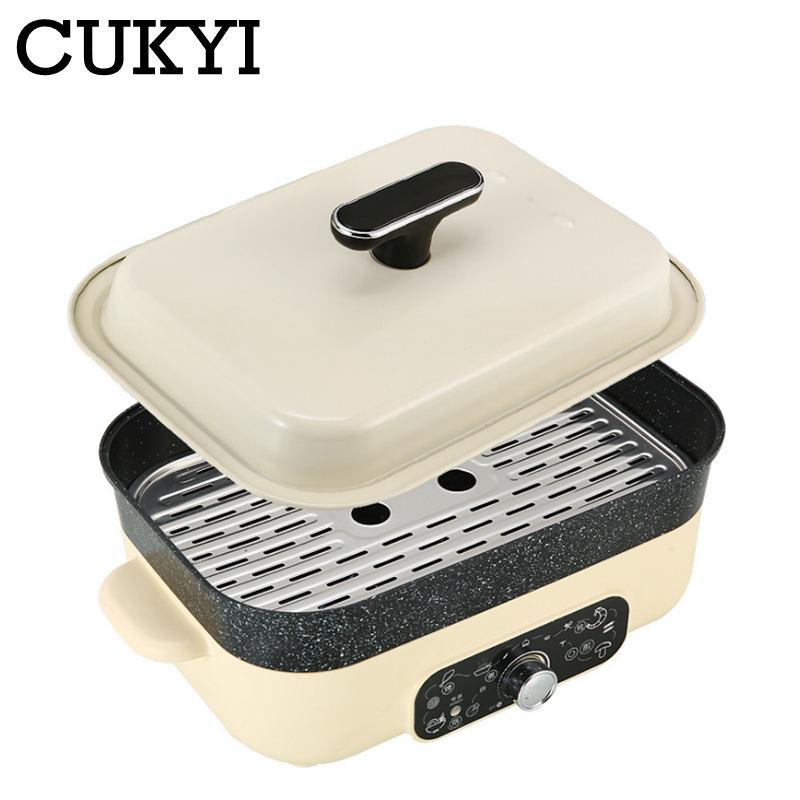 

5.5L 1400W Multi-function Electric Cooker Steamer Cooking Pot Barbecue Soup Stew Household Breakfast All-in-1 Skillets