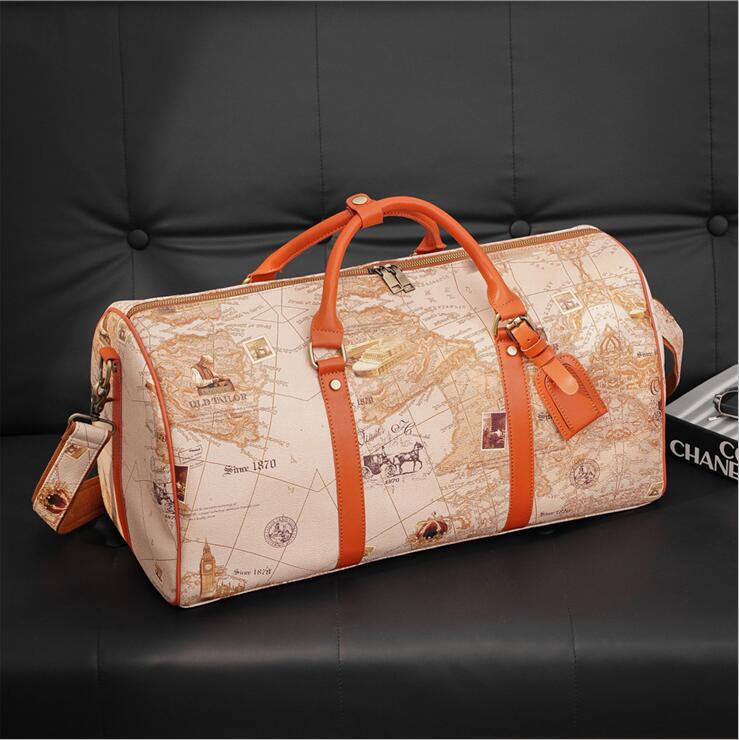 

Factory wholesale men brand shoulder bags personalized totem printing sports and fitness bag retro leather handbags street trend color matching travel handbag, Yellow