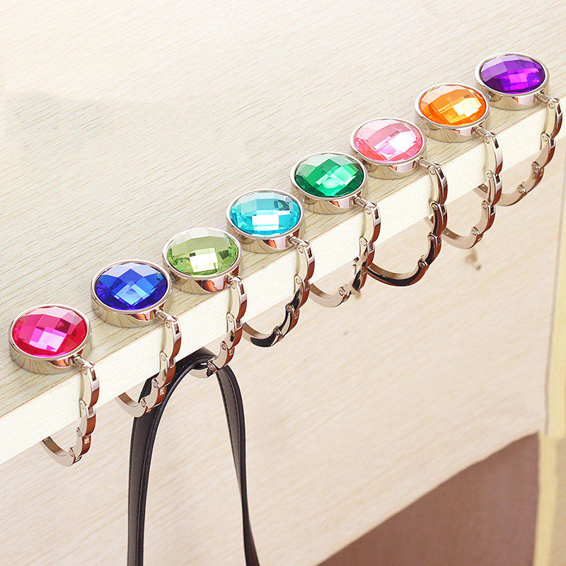 

Round Metal Table Hanger Hook Holder Foldable Fashion Desk Handbag Hook Crystal Alloy Purse Bag Hanging Hook