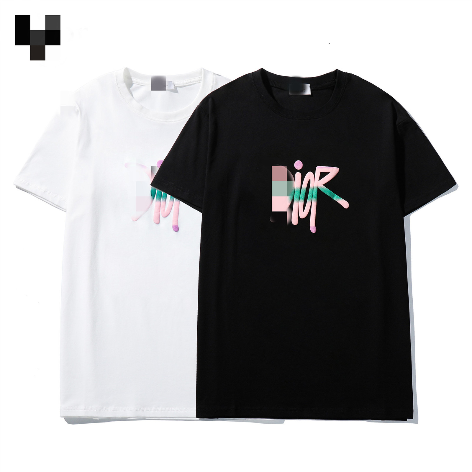 

Men's T-shirt Designer and Family Black Di o White Printing Letters Luxury Fashion Star Unisex Short Sleeve, White;black