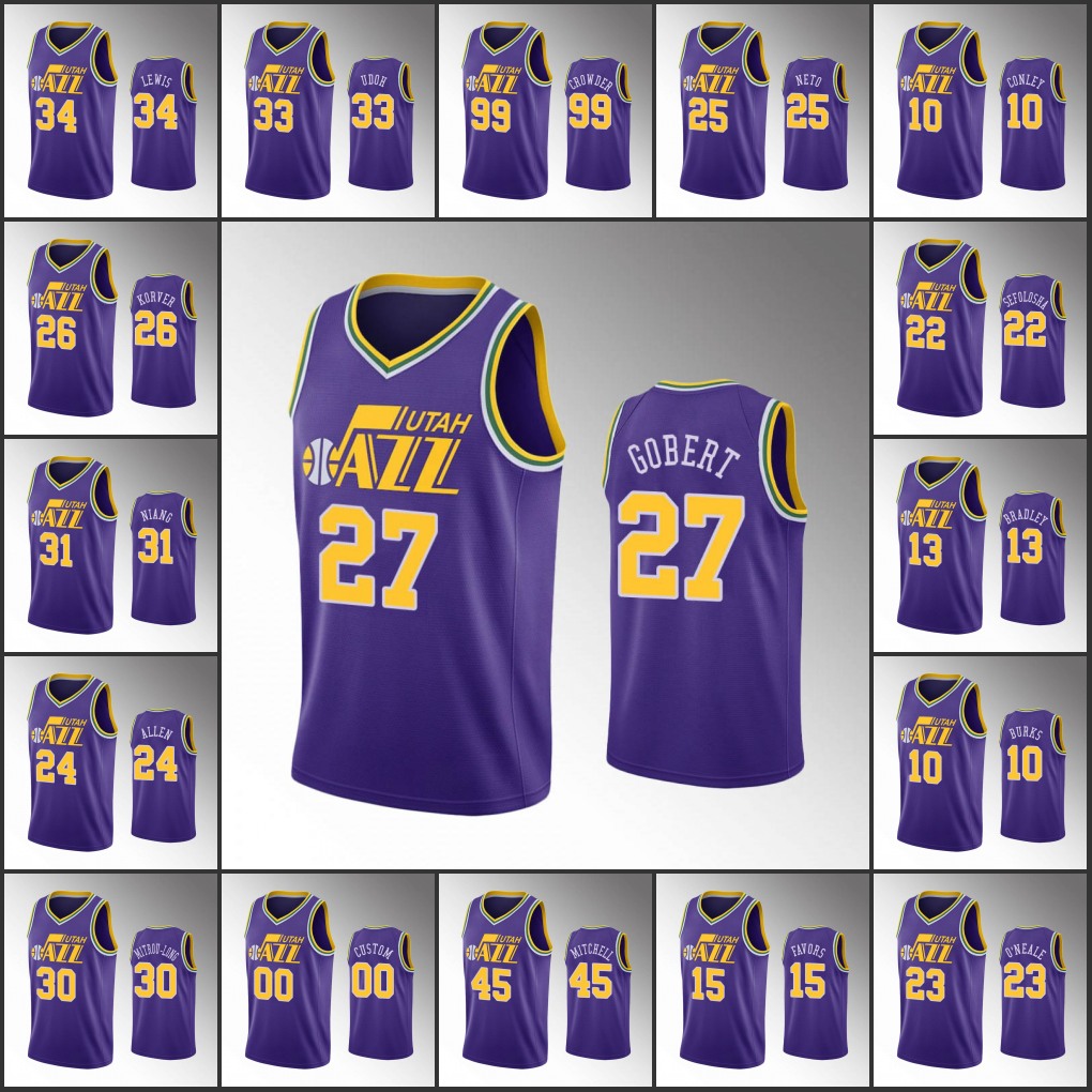 

Utah Jazz's Men Donovan Mitchell Rudy Gobert Mike Conley Kyle Korver Anniversary Classic Purple Custom Jersey
