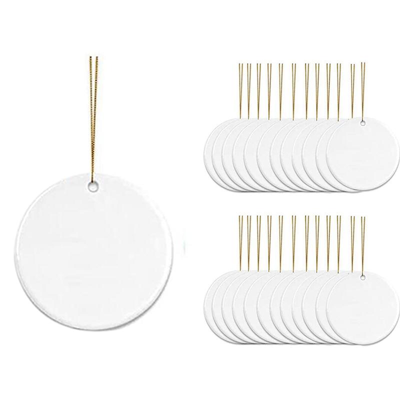 

Christmas Decorations Sublimation Ornament Blanks, 3 Inch Unfinished DIY Ceramic Coasters Discs For Heat Press