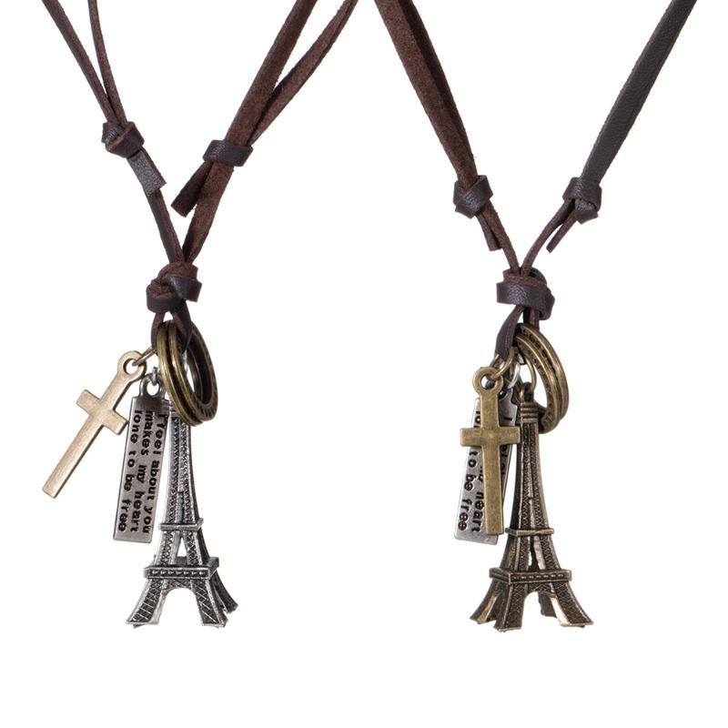 

Pendant Necklaces Eif Dock Tower Leather Necklace Sweater Chain Eiffel For Women Men Fashion Jewelry Accessories