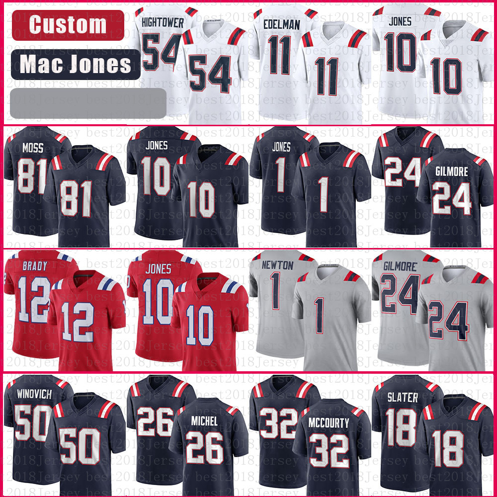 

Custom 10 Mac Jones 54 Don'a Hightower Football Jersey Julian Edelman Damien Harris Gilmore Jonnu Smith David Andrews N'Keal Harry Chase Winovich Nordin J.C. Jackson, Mens jersey(agz)