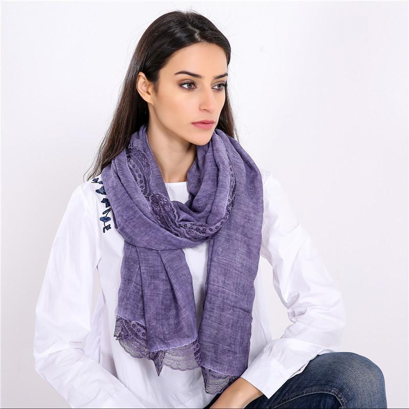 

Scarves Fashion Scarf, Pure Silk Cotton Thin Lace In Beach Towels Air Conditioning Shawl, Blue;gray