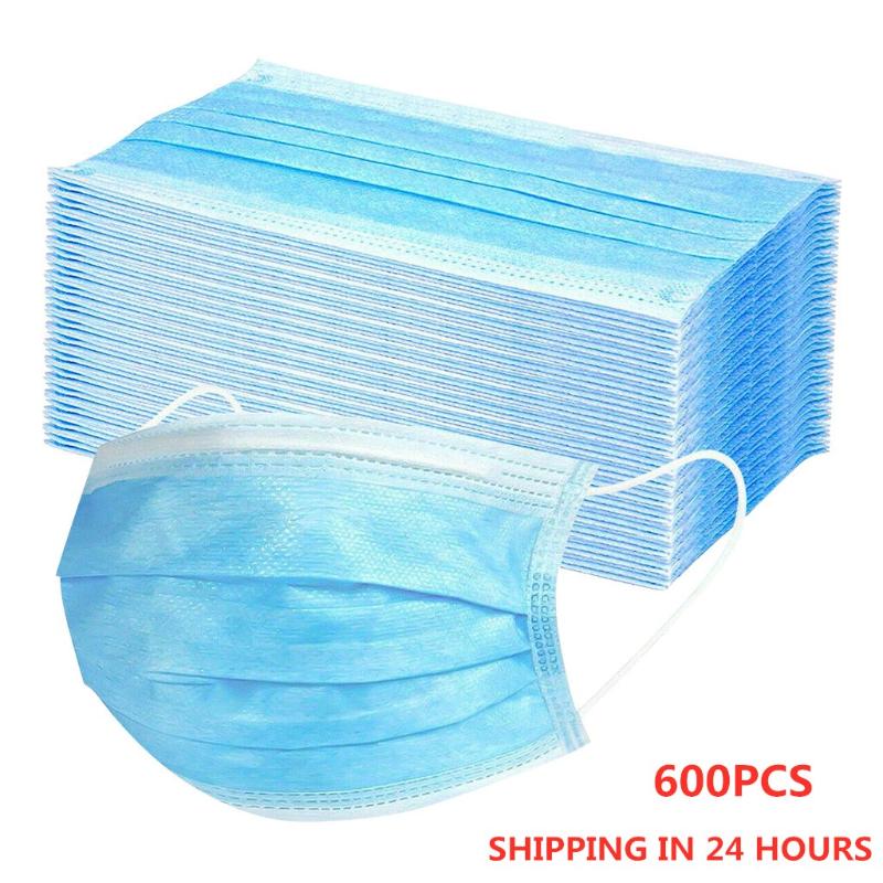 

Other Event & Party Supplies 600/200/100/50/10pcs Blue Disposable Face Mask 3ply Earloop Dustproof Masks Mascarillas Halloween Cosplay Non-w