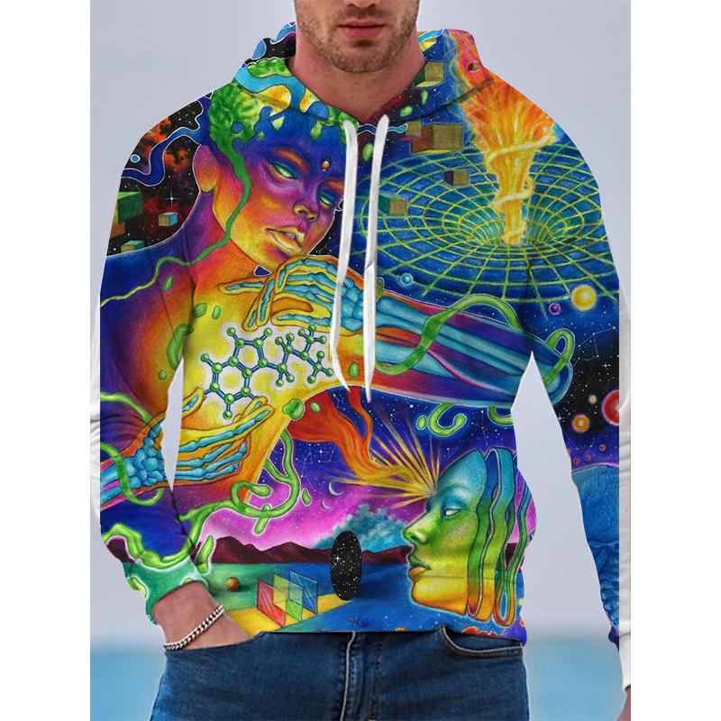 

Weird Eye Pictures Men s 3D Printed Hoodie Visual Impact Party Top Punk Gothic Round Neck High Quality American Sweatshirt Hoodie, Black