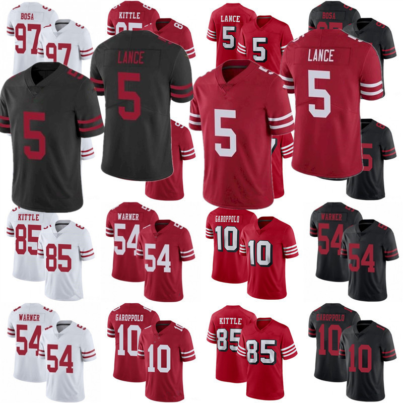 

5 Trey Lance Jersey 75th Men Women Youth 97 Nick Bosa 10 Jimmy Garoppolo 85 George Kittle 19 Deebo Samuel 54 Fred Warner 80 Jerry Rice Football Jerseys, Color