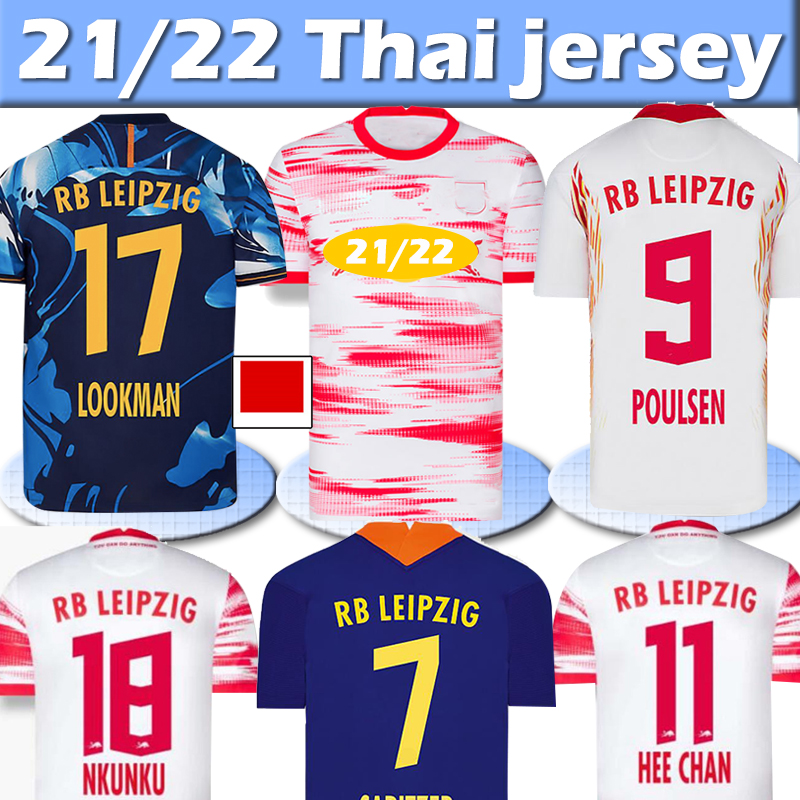 

2021 2022 RBL soccer jerseys POULSEN FORSBERG 21/22 Bundesliga SABITZER ADAMS OLMO Men kids kits camisetas de fútbol Football shirt Training Thai, 13 home shorts