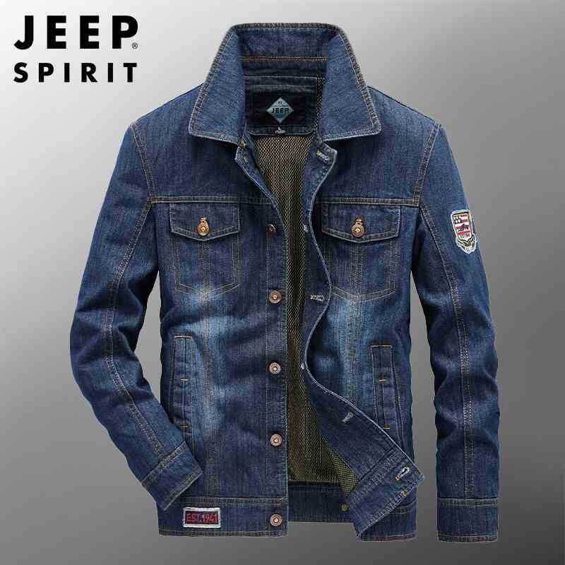 

Jeep spirit flagship store denim brand Street autumn trend jacket men's Denim fashion, Black;brown