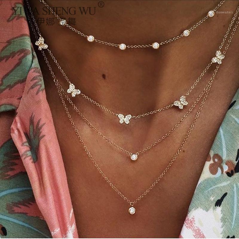 

Vintage Multilayer Pendant Butterfly Necklace For Women Butterflies Bead Charm Choker Necklaces Bohemia Fashion Jewelry Gift Chains