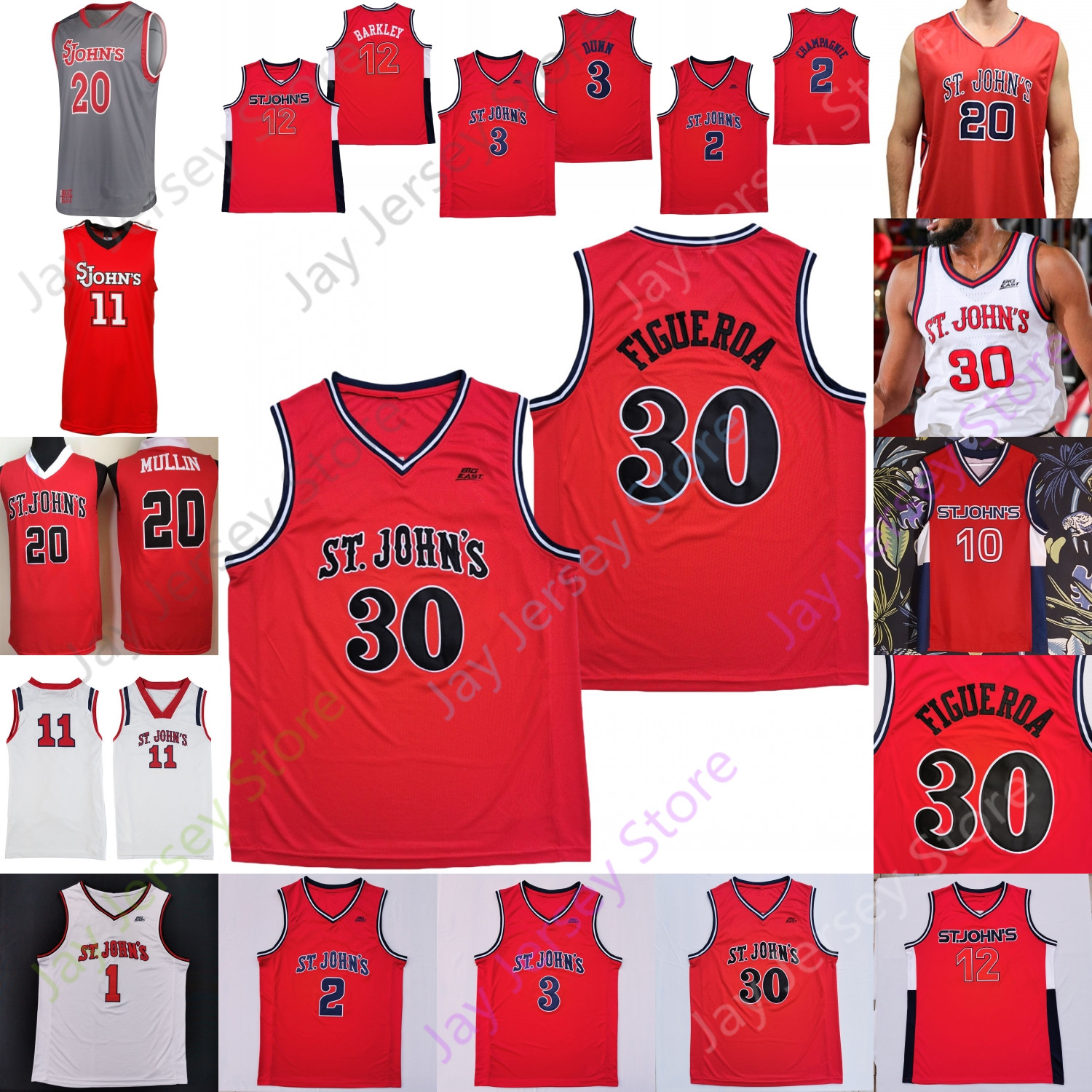 

St. John's Red Storm Basketball Jersey College LJ Figueroa Julian Champagnie Mullin Artest Posh Alexander Montez Mathis Stef Smith Coburn Soriano Aaron Wheeler Dunn, Red i
