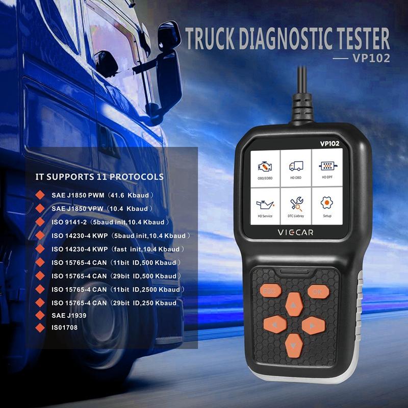 

Code Readers & Scan Tools Viecar VP102 Universal Car Truck Reader 2 In1 Diagnostic Tool Obd Multi-Systems For Heavy Duty