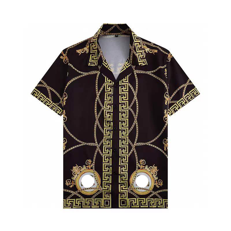 

2022 Men's dress shirt Luxury T shirt Long sleeve casual business wear plaid brand M- #96, Multi