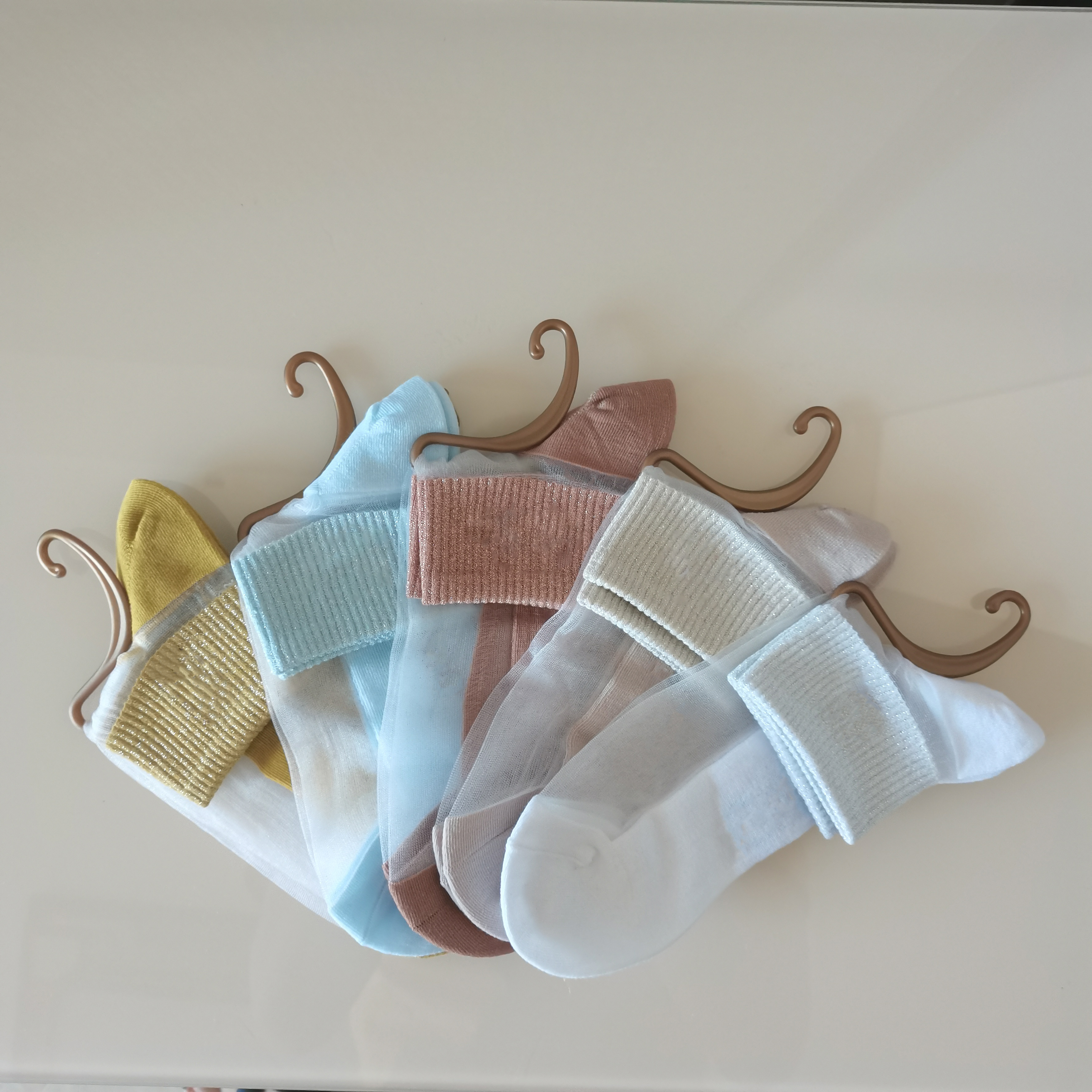 

Womens socks five pairs of luxury breathable ultra-thin pure cotton sock with crystal silk