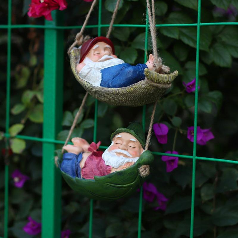 

Creative Resin Swing Mother And Gnome Doll Sculpture Ornament Home Outdoor Courtyard Micro Landscape Tree Pendant Garden Decor Decorations