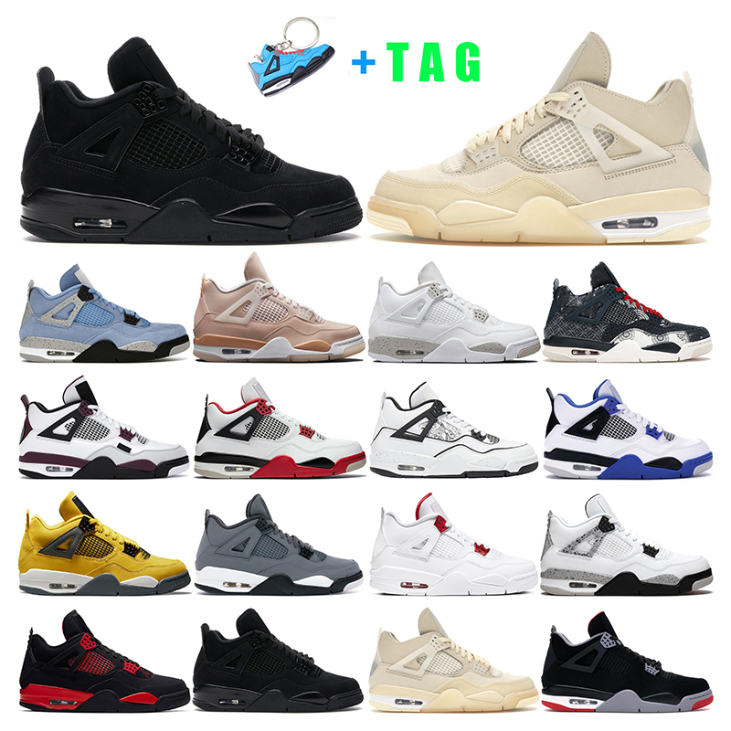 

men basketball shoes 4s white oreo cement University Blue black cat fired red Thunder Cool Grey women mens sport sneakers trainer outdoor, 12 neon