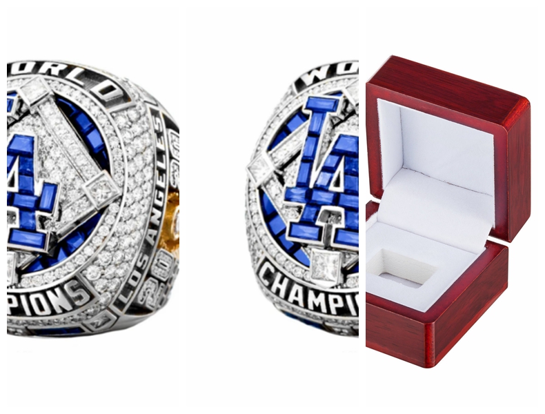 

2020-2021 Los Angeles Dodge style Baseball Nation Championship Ring with Collector's Display Case, Golden;silver
