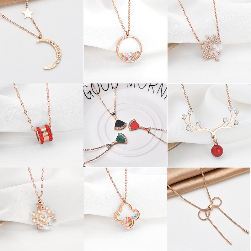 

Fancy Rose Gold Plated Stainless Steel Pendant Necklace Womens Gift Jewelry