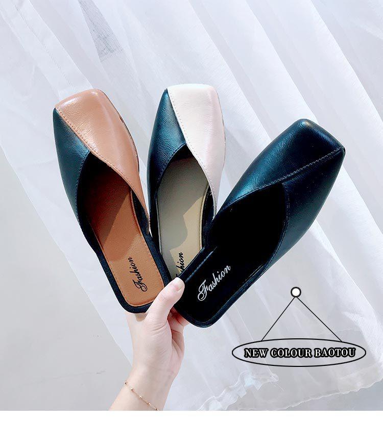 

Spring And Summer Wrap Head Flat Bottom Non-slip Half Dames Lippers Fashion Sexy Beauty Outside Wear Sandals Vrouwen Schoenen Slippers, Black