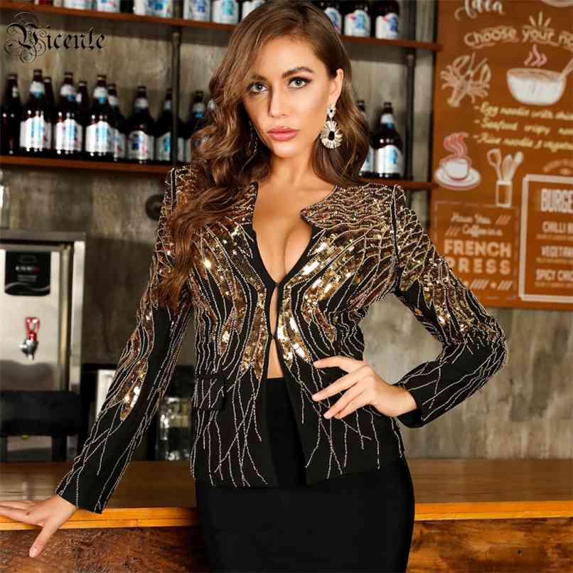 

Short Coat Party Important Occasion Gold Sequins Long Sleeve For Occasions 210520, Black