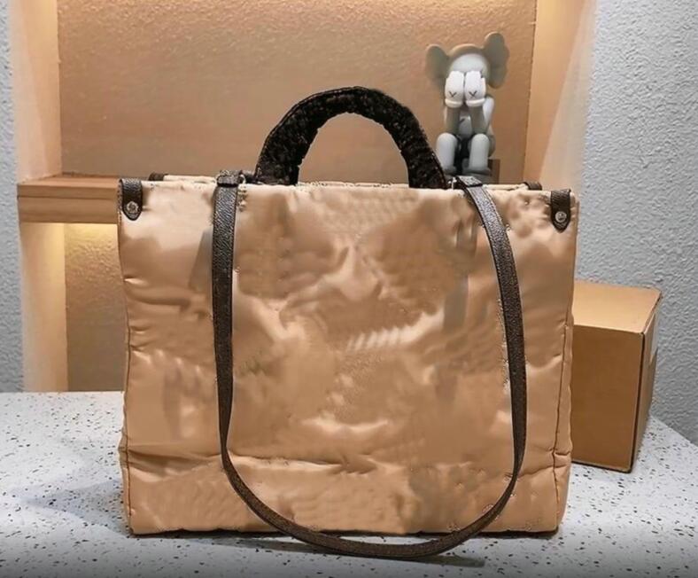

Famous Autumn winter Shopping Bag crossbody bags ONTHEGO Handbags Embroidered book tote Handbag embossed Totes High Quality Handbag, Light brown