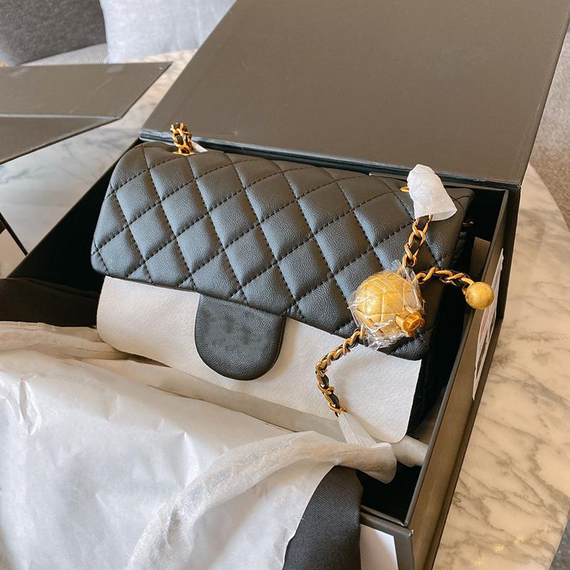 

High quality C letter logo bag sheepskin luxury designer handbags 2021 ladies wallet golden ball leather small fragrance rhombus Cross Body