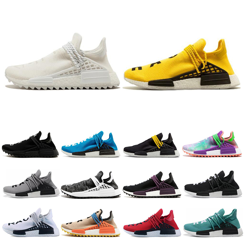 

human race hu trail pharrell williams men running shoes nerd black cream orange red mens trainer women sports runner sneakers size 3647, Yellow