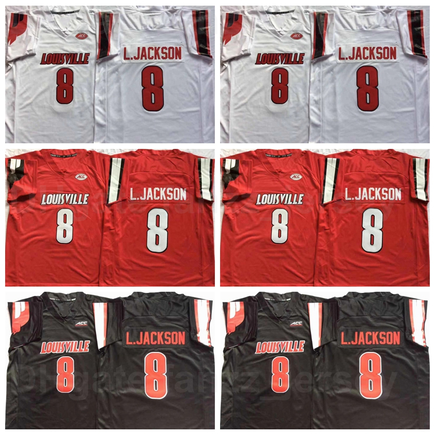 

NCAA College Football 8 Lamar Jackson Jersey Men University Team Color Red Black White All Stitched For Sport Fans Breathable Pure Cotton Good Quality On Sale