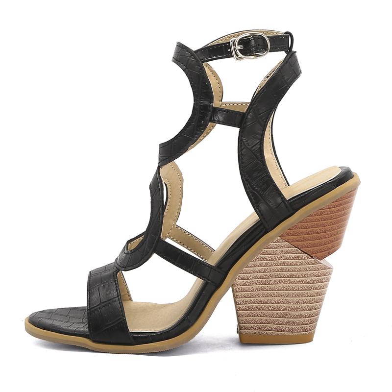 

Sandals Summer Women Wedges Fashion Sexy Yellow Narrow Band Classics Serpentine Consice Height 34-48, Black