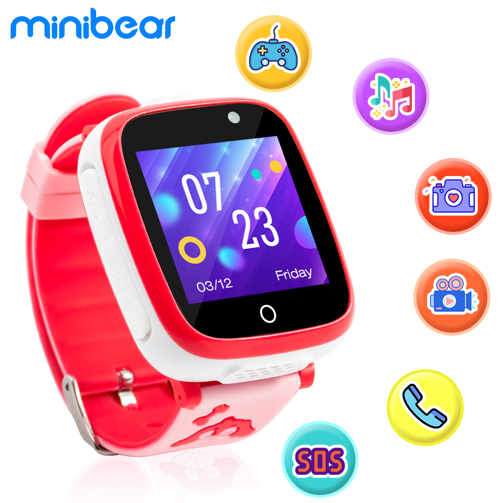 

Minibear Kids Smart Watch With Games Phone Watch For Children Smart Watch 2G SIM Card Photo Camera Birthday Gift For Girlsg, T2-red