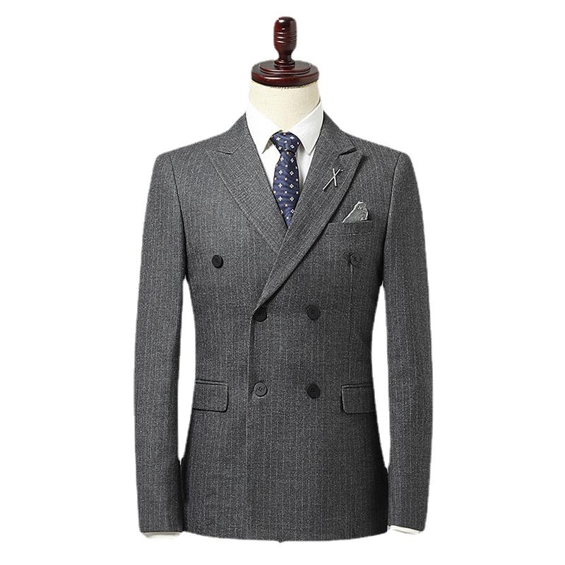 

Men's Suits & Blazers Brand Men Blazer Personality Wild Suit Jacket High Quality Fashion Plaid Stripe Slim Double Breasted Coat Male, White;black