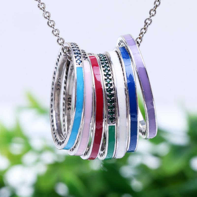 

Cluster Rings 2021 Authentic 925 Sterling Silver Color Enamel Wish Ring For Women DIY Jewelry Wishbone S925