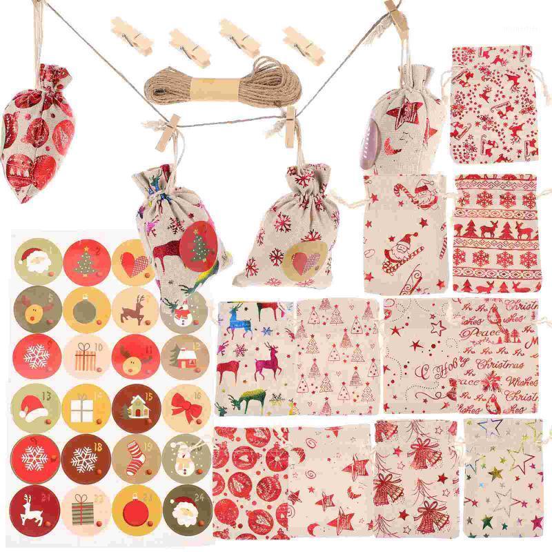 

Gift Wrap 1 Set Christmas Pouches Storage Cotton Linen