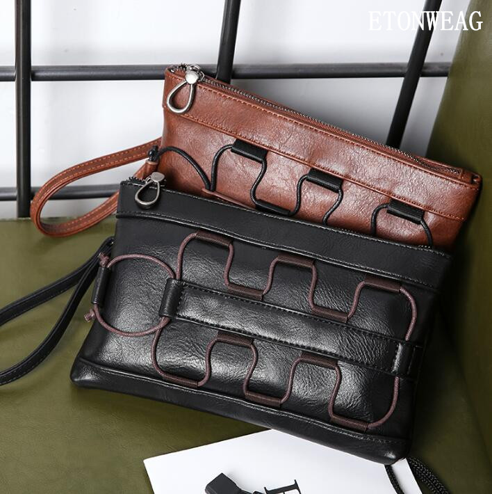 

Factory wholesale men bag street cool mens clutch fashion leather business clutchs personality multifunctional leathers storage wallet, Coffee(printing box packaging)