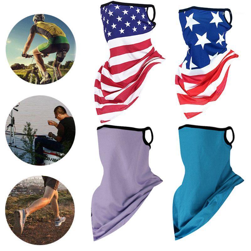 

Scarves Unisex Sunscreen Triangle Scarf Bandana US Flag Bright Solid Color Ear Loop Neck Gaiter Face Mask Outdoor Balaclava
