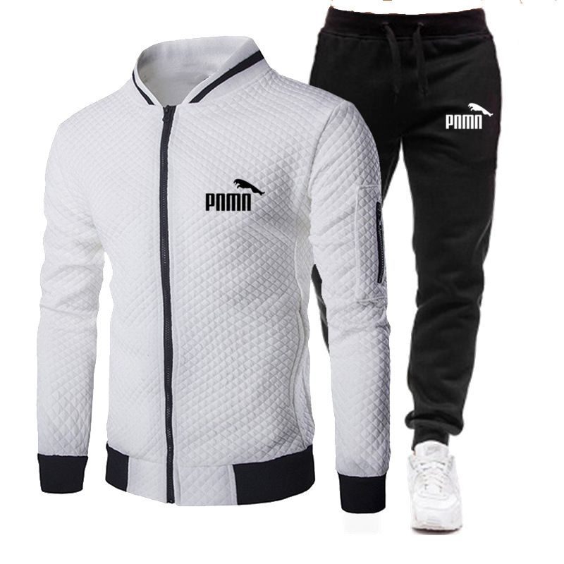 

Men' Casual Clothing Winter Brand Jogging Tracksuit Zipper Hoodie + Pants 2 Pc Sportswear Sports Suit, Dark gray black 2