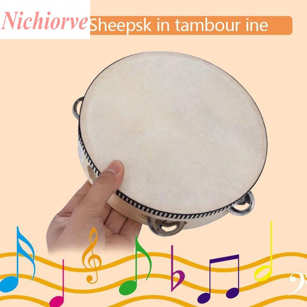 

Drum 6 inches Tambourine Bell Hand Held Tambourine Birch Metal Jingles Kids School Musical Toy KTV Party Percussion Toy DHL Free