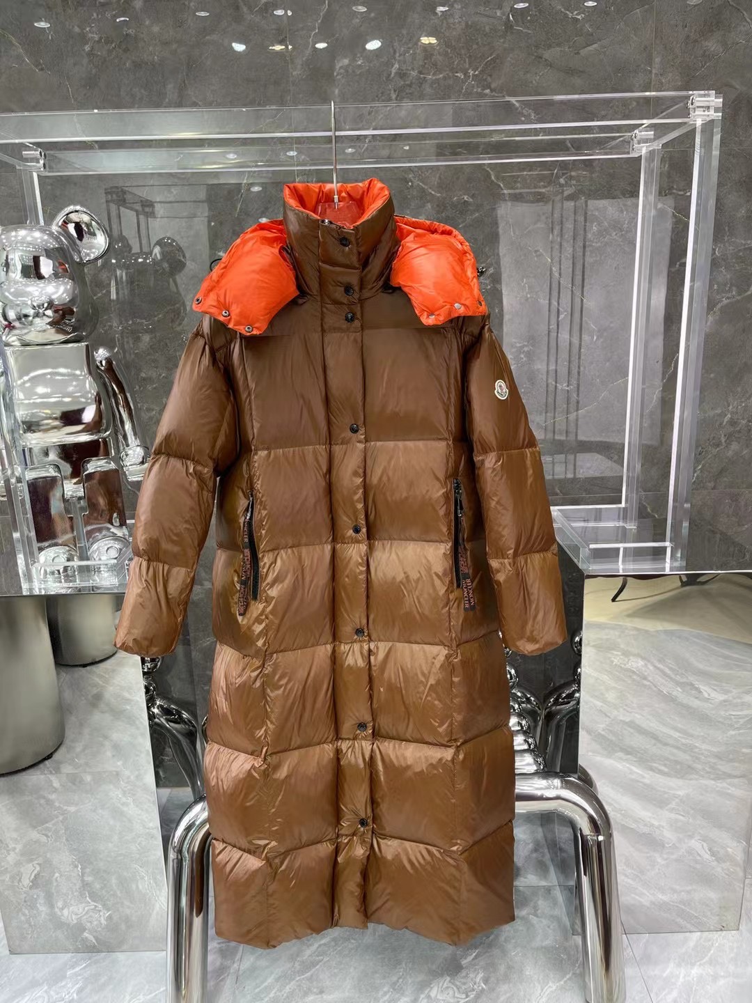 

Autumn and winter new long down jacket, Brown