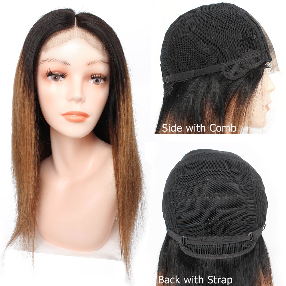 

4x4 lace closed wig quality remy human hair 26 long straight hair gradient honey gold 150 density mogul hair, Ombre color