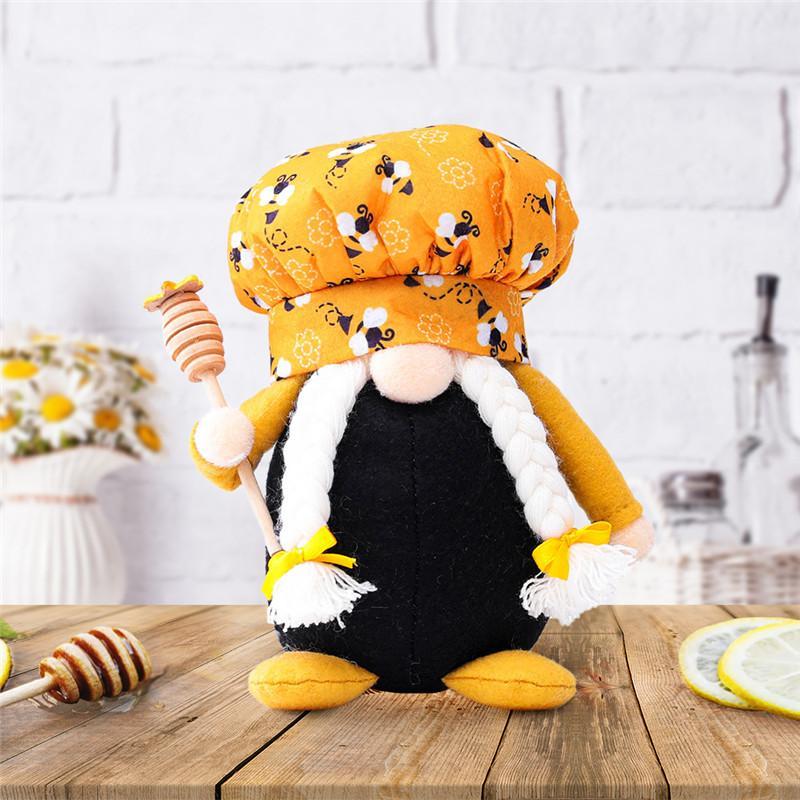 Bee Chef Gnome Man Woman Scandinavian Honey Bee Dwarf Doll Faceless Bee Home Farmhouse Kitchen Decor Gift-image-690653039