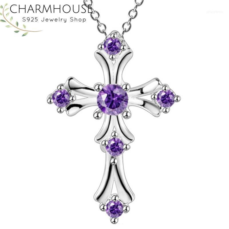 

Chains Pure Silver 925 Necklaces For Women Cross Pendant & Necklace With Zirconia Stone Wedding Bridal Jewelry Accessories Bijoux Gifts1