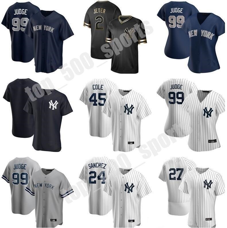 

Custom 2021 Men Women Youth Baseball 45 Gerrit Cole Jersey 2 Derek Jeter Gary Sanchez DJ LeMahieu Aaron Judge Gleyber Torres Stanton Yankees Good, Blue;black