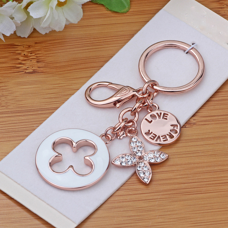 

Brand Keychains 18K Rose Gold Plated LOVE FOREVER Keyring Girl Friend Present Holder Famous Designer Luxury Keychain Lover Gifts