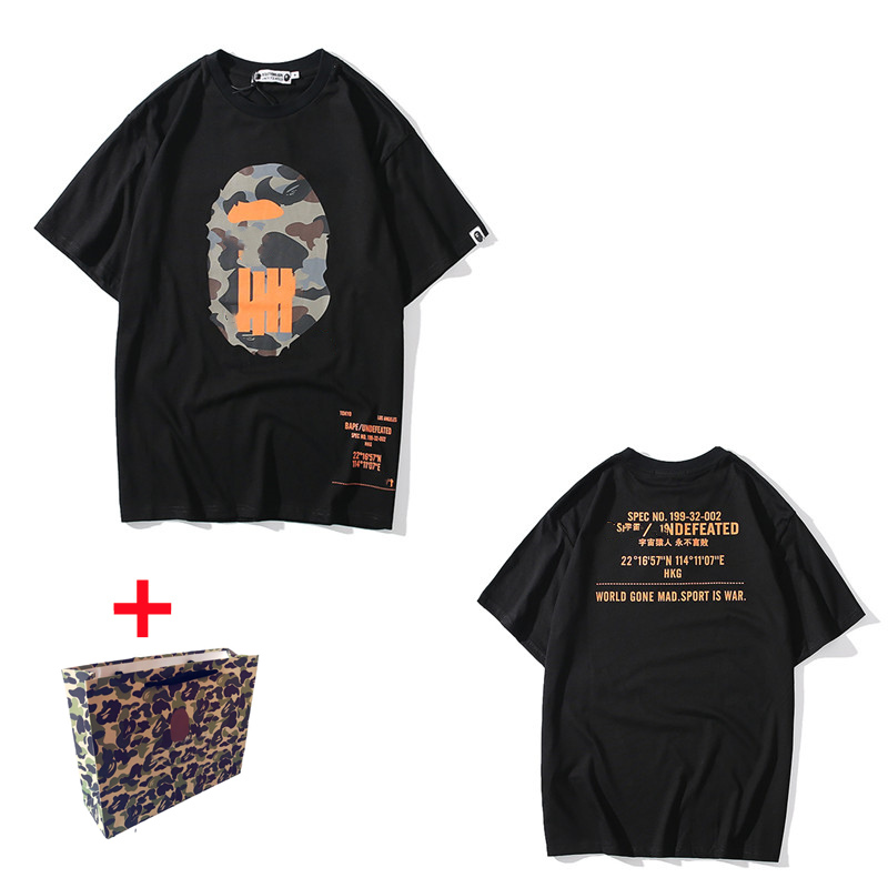 

Men's T-Shirt women short-sleeved high-quality men t shirt Japanese shark head print Tees couple models camouflage luminous cotton loose 0202, 1 pcs buttons