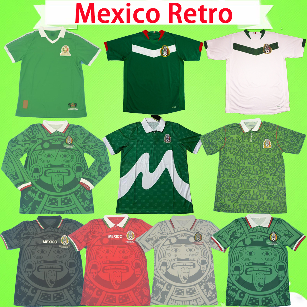 

MEXICO 1998 Soccer Jerseys Retro goalkeeper vintage football shirts 1986 1994 1995 2006 green home away white black red BLANCO H.SANCHEZ HERNANDEZ top quality, Retro jersey 1998