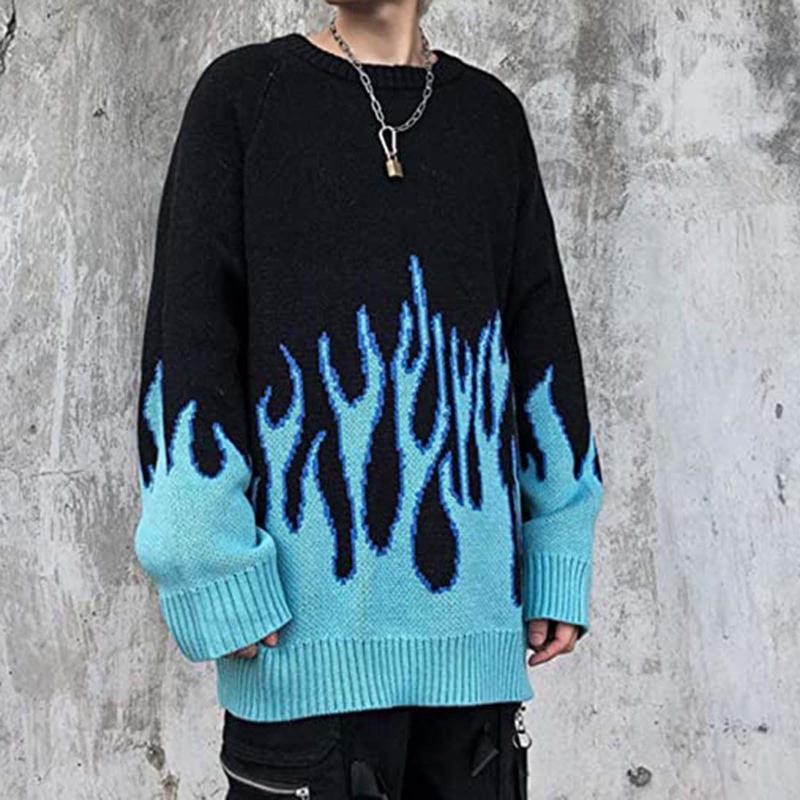 

Women's Sweaters Hip Hop Gothic Punk 2021 Oversized Harajuku Pullover Knitted Long Sleeves Bottoming Tops Sweater Pull Femme, Blue