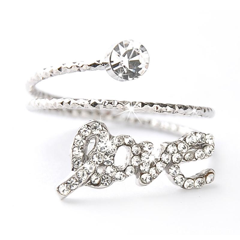 

Cluster Rings Crystal 'love' Bridal Sets For Women Boho Jewelry Anillos Mujer Fashion Infinity Wedding Simple Design, Golden;silver