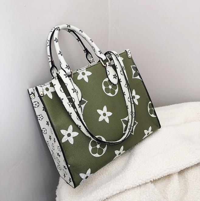 

Retro Female Bags 2021 One-Shoulder Messenger Handbag Large-Capacity Presbyopia Large Printing Shopping Bag sac, Coffee