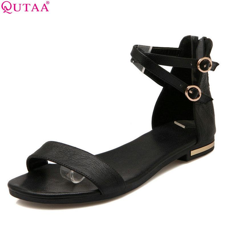 

Women Sandals Shoes Flats Fashion Synthetic Low Heel Buckle Summerall Match Round Toe Size 34-43, Black